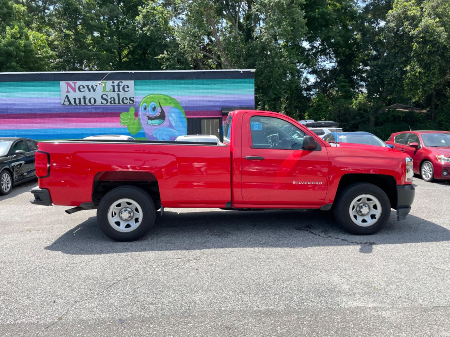 2016 RED CHEVROLET SILVERADO 1500 WORK TRUCK (1GCNCNEH4GZ) with an 4.3L engine, Automatic transmission, located at 5103 Dorchester Rd., Charleston, SC, 29418-5607, (843) 767-1122, 36.245171, -115.228050 - Local Trade-in with Easy Clean Vinyl Interior, Cold A/C, AM/FM Stereo, Power Locks, Bed Liner. Certified One Owner!! Located at New Life Auto Sales! 2023 WINNER for Post & Courier's Charleston's Choice Pre-owned Car Dealer AND 2018-2024 Top 5 Finalist for Charleston City Paper's BEST PLACE TO BUY - Photo#8